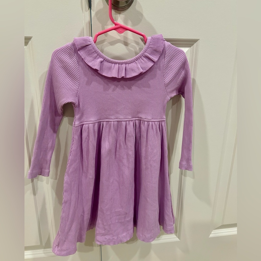 Pink Chicken Lilac Ribbed Ruffle Collar Dress